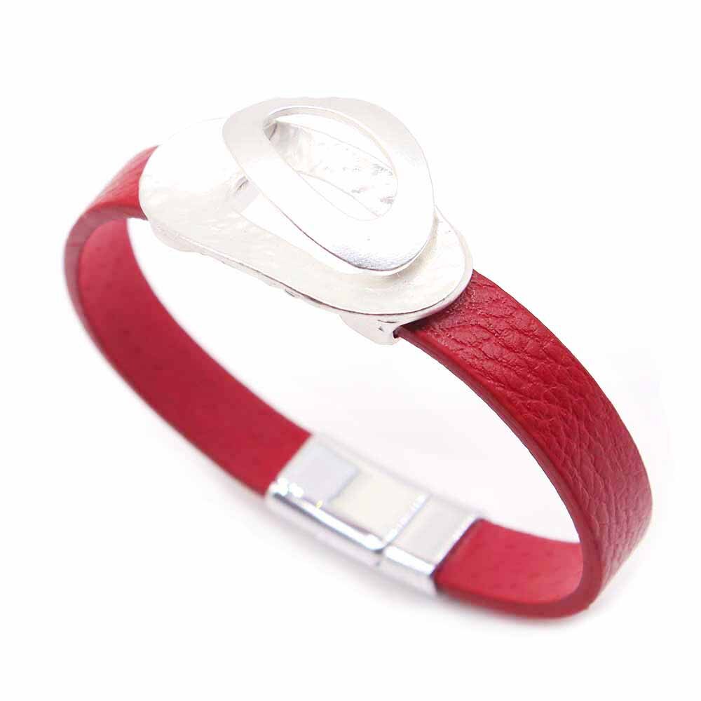 D & D Neo-Gotico Braccialetto di Cuoio di Fascino di Modo per Le Donne Femme Freddo Chiusura braccialetto Bracciali e Braccialetti Magnete metallo