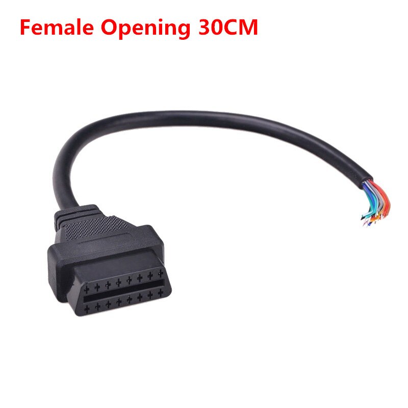 16Pin OBD2 Extension Opening Kabel Vrouwelijke Mannelijke Opening Connector Obd Ii ODB2 Auto Diagnostische Interface 30Cm 60Cm Mannelijke kabel: Female Opening 30CM