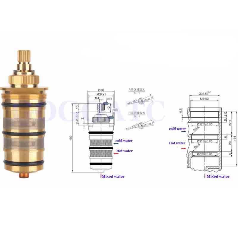 Thermostatische Ventiel, Schroefdraad Ventiel, Douche Scherm Ventiel