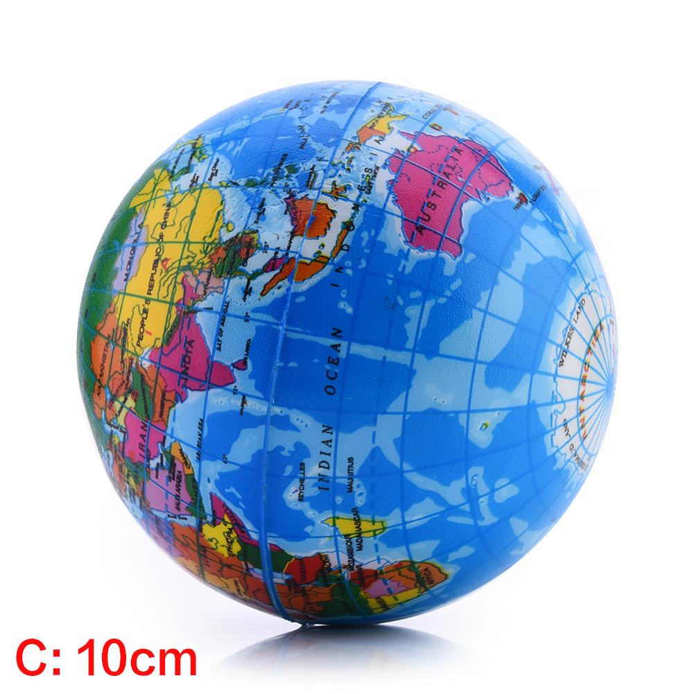 Palla Antistress - 6.3cm a 10cm - Mappa del Mondo - Schiuma PU - Giocattolo Decompressione: 10cm