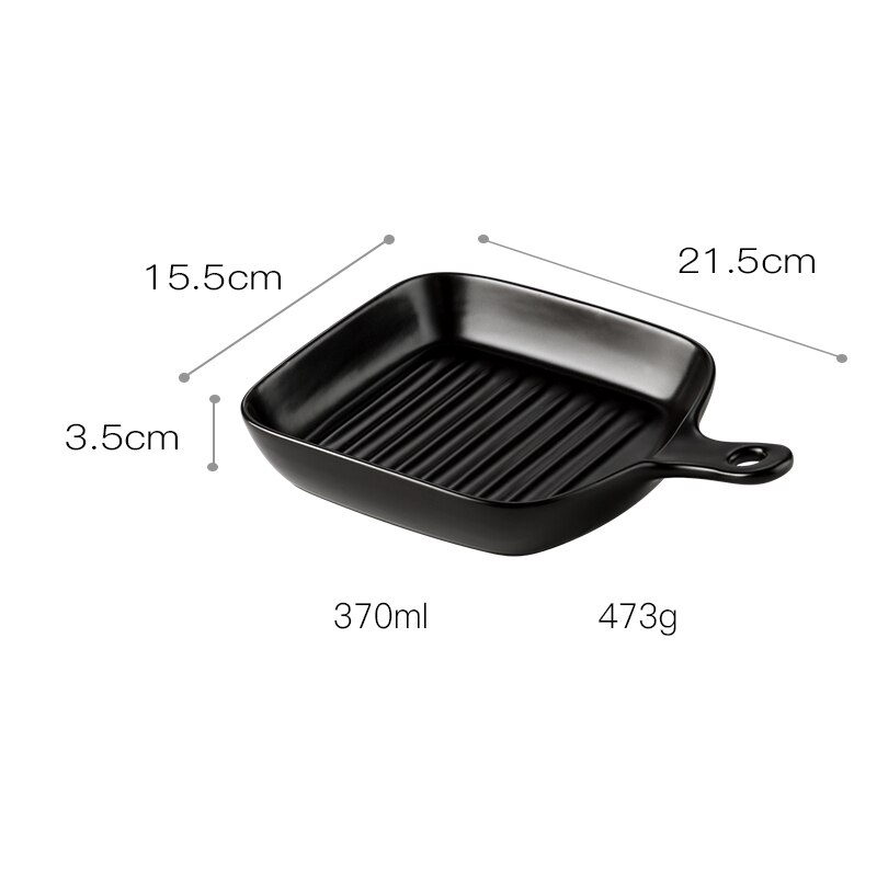 Nordisk ugnstallrik rund fyrkantig dubbelöra med handtag keramisk servis modern hem frukost salladstallrik: R