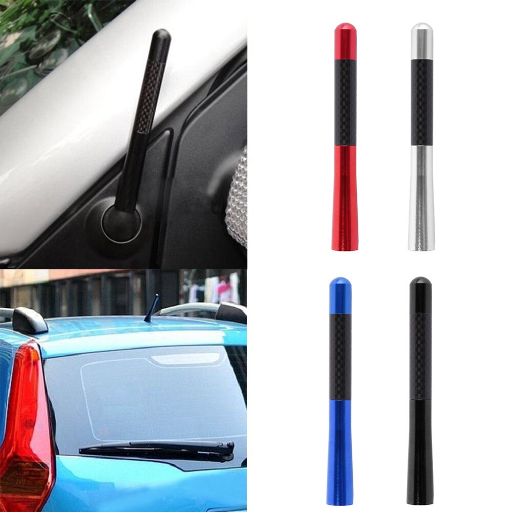 1 stück 12CM Radio Auto Antenne Antenne Kurz Antenne Auto Dekoration Kohlenstoff Fiber verrotten/SILBER/BLAU Für Ford/Fokus/Toyota