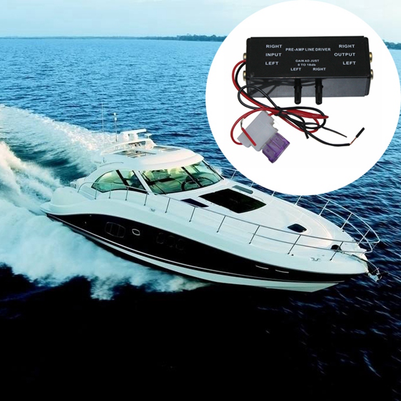 Black Rca Input/Output Adjustable Pac Turbo 1 Line Driver Signal Amplifier Booster Adapter for Car Boat