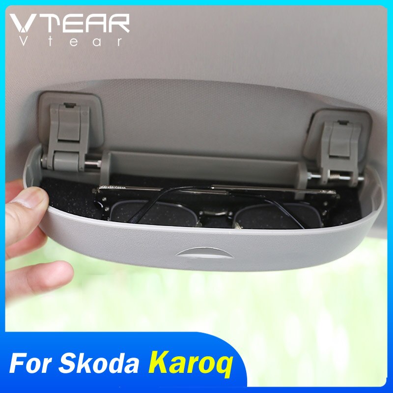 Vtear Voor Skoda Karoq Auto Zonnebril Houder Doos Auto Bril Case Cover Protector Styling Interieur Onderdelen Accessoires