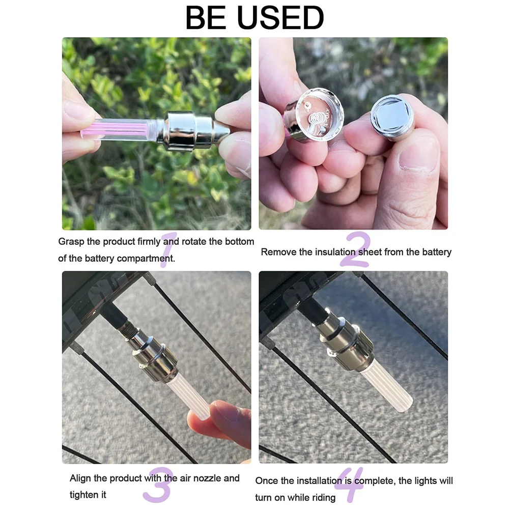 Luce per valvola per bicicletta a portato, luce per raggi per bicicletta al neon, luce per valvola per pneumatici per bicicletta, luce di avvertimento per guida notturna Accessori per biciclette