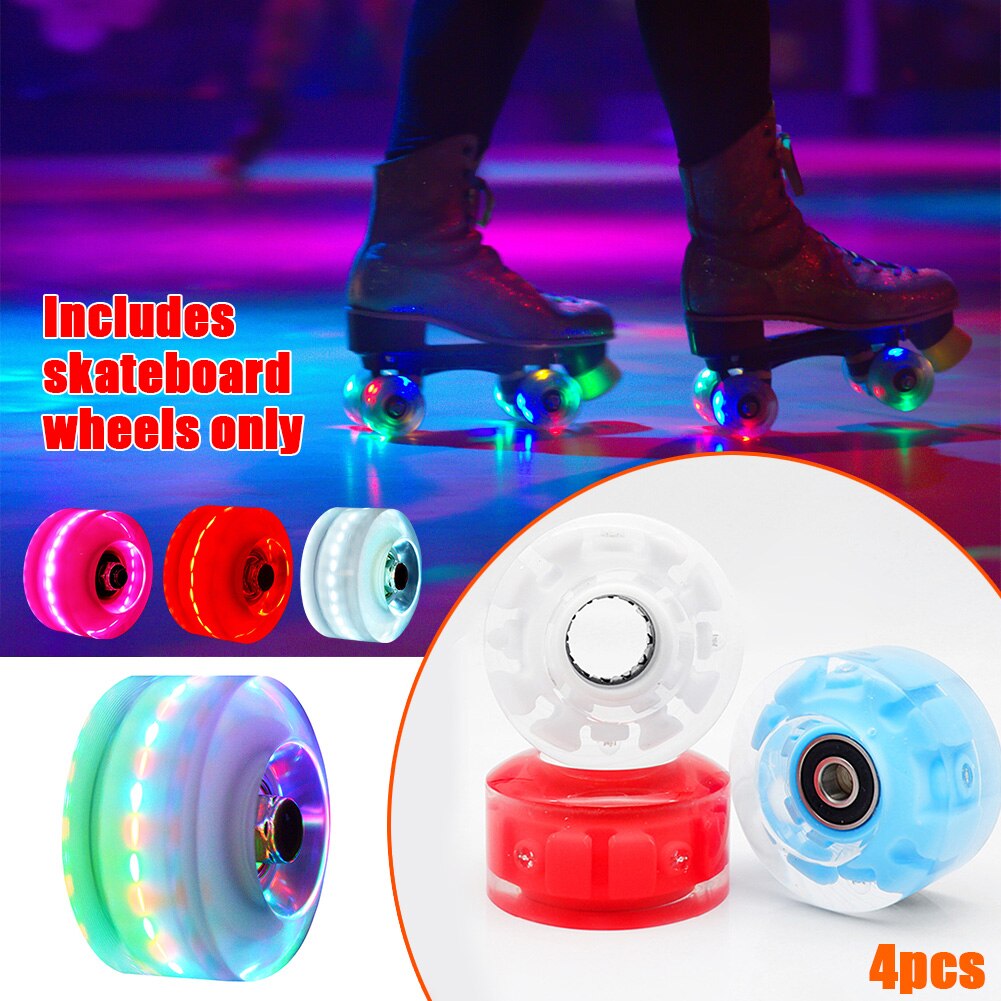4 stk / sæt lys op rulleskøjte sko let installation til quad skating reservedele skateboarding lysende skateboard hjul