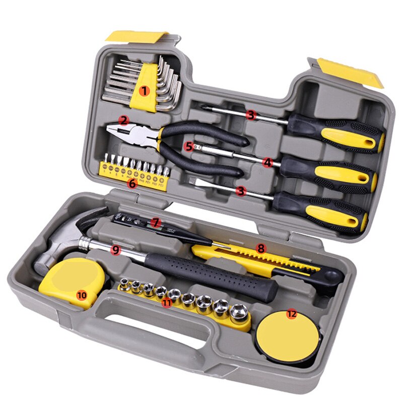 36Pcs Multifuction Auto Reparatie Kit Emergency Repareren Kit Set Home Hardware Combinatie Tang Moersleutel Set Toolbox