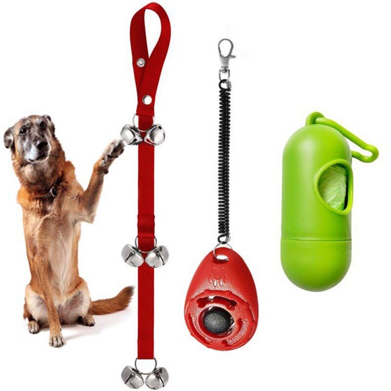 3 stk/parti kæledyrstræningsværktøjssæt til hunde en dørklokke, en klikker og en hundeaffaldspose hundeforsyninger