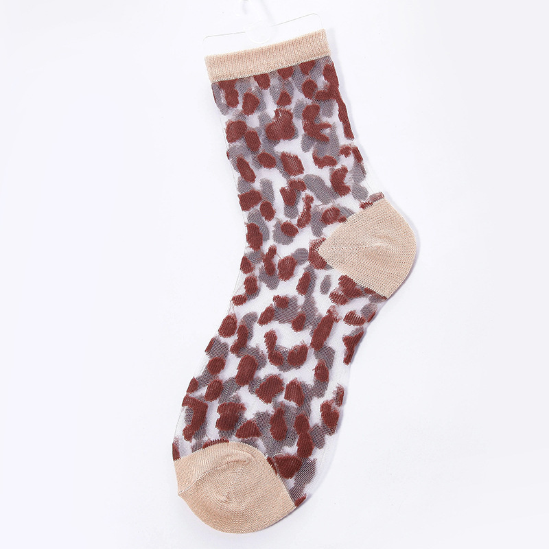 Calcetines sexys de malla de encaje para mujer, medias de rejilla de fibra mixta transparente, elástico, tobillo, hilo de red fino de leopardo, 1 par = 2 uds.