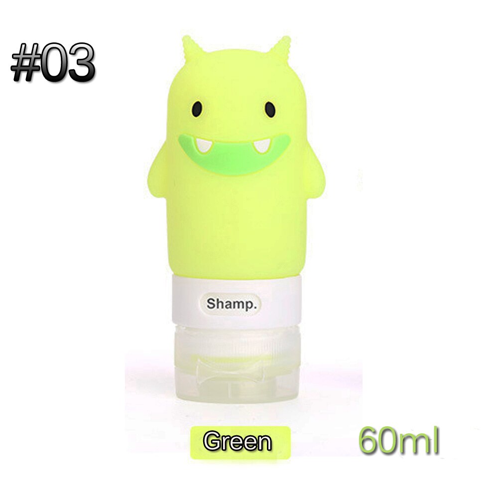 60/80/90 Ml Food-Grade Siliconen Flessen Makeup Shampoo Douchegel Lotion Sub-Bottelen Buis leuke Reizen Squeeze Lege Fles: Type1-60ml green