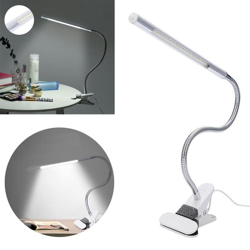 LED Desk Lamp Flexible Reading Eye Protection Table Lamp Metal Hose Lamp with Clip USB Interface Tattoo accesorie