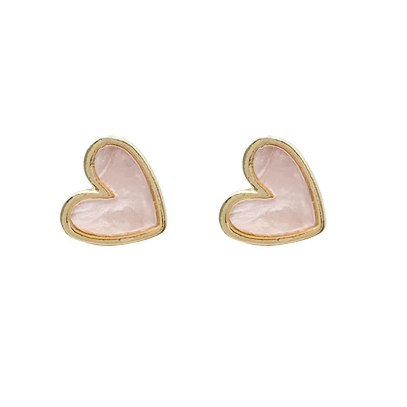 LATS Sweet Burgundy Enamel Heart Earrings for Women Girl Gold Color Metal Love Heart Hanging Dangle Earrings Vintage Jewelry: 661196