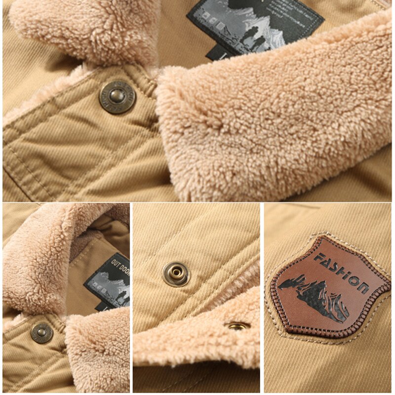 NANCY telo-Chaqueta térmica de lana para hombre, tejido cálido de algodón para acampar y hacer senderismo, a la , para exteriores, a prueba de viento, Invierno