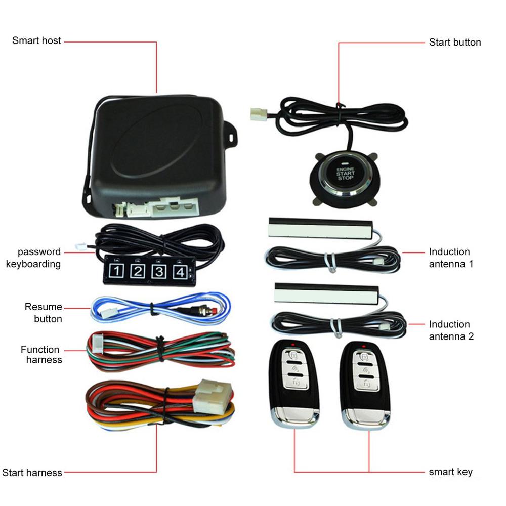10 stuks auto start-stop motorsysteem met toetsenbord pke keyless entry motor alarmsysteem set wachtwoord open/sluit deur