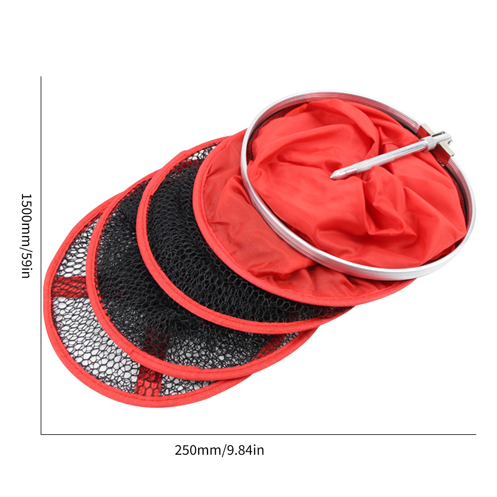 Aluminum Fishing Net Collapsible Floating Wire Fish Basket Reinforcement Fishing Cage Fishing Gear Rubberized Net Bag Fish Tool: 25x1.5m