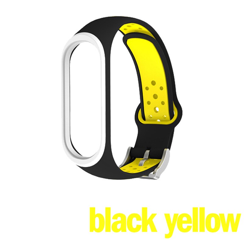 Pulsera para Xiaomi Mi banda 5 4 3 Correa deportiva de reloj de la correa de muñeca de silicona reemplazo correa para Xiaomi Miband gota 5 Band4 3 NFC: black yellow / For Miband 5