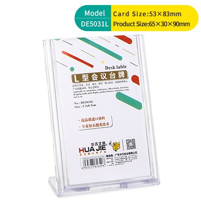 Supports d'étiquettes, cadre pour carte, pour bureau pour réunion, en forme de L, pour panneau Transparent, présentoir d'étiquettes de prix, fournitures de bureau, 5 pièces/lot: DE5031L 53x83mm
