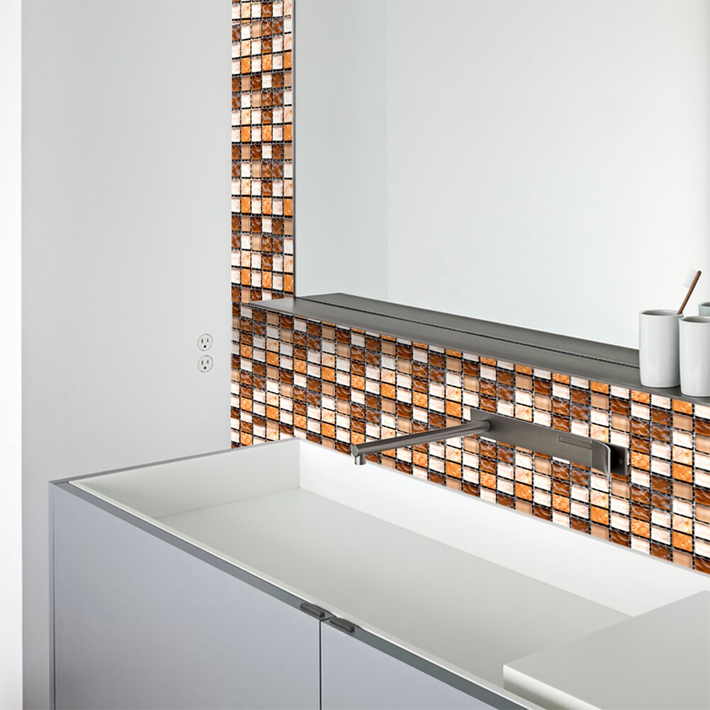 PVC Anti-collision Tile Stickers 10pcs/set DIY Waterproof Floor Decor Decal Mosaic Thickened Wall Tile Stickers