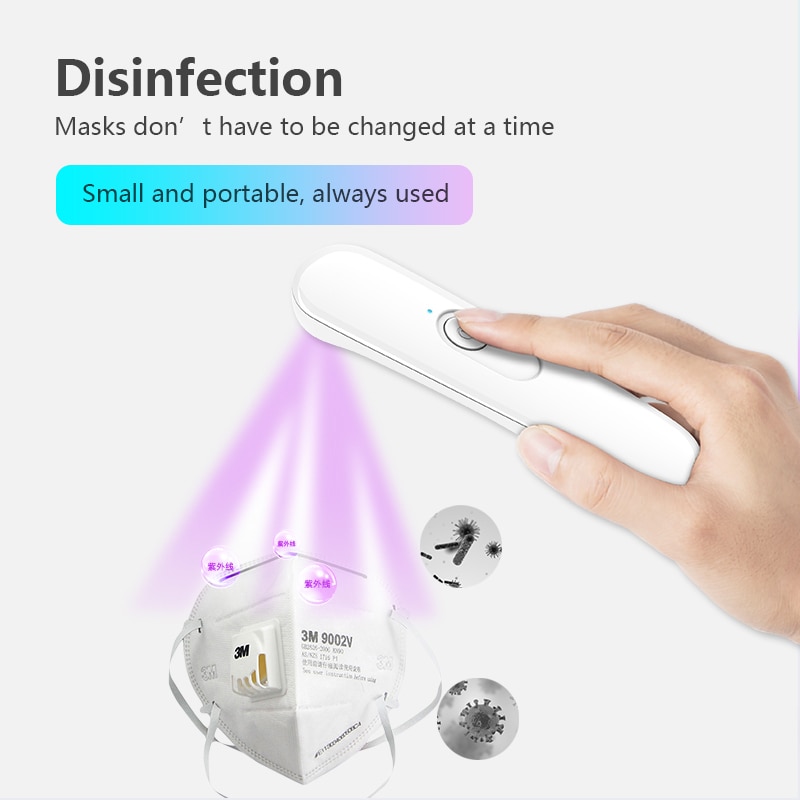 UVC Ultraviolet Handheld Disinfection Lamp Portable Sterilizer Home Travel School USB Sterilization Lamp Disinfection Stick