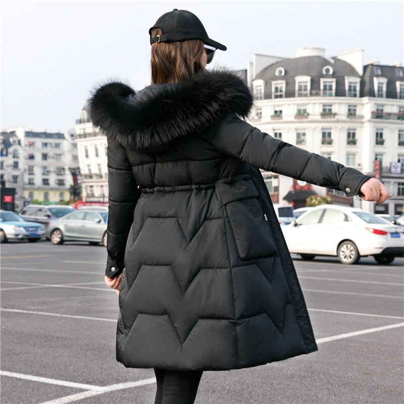Winterjas voor dames met bontkraag, capuchon, lange jas, katoenen gewatteerde jassen, damesjas, warme bovenkleding, manteau femme hiver  p826