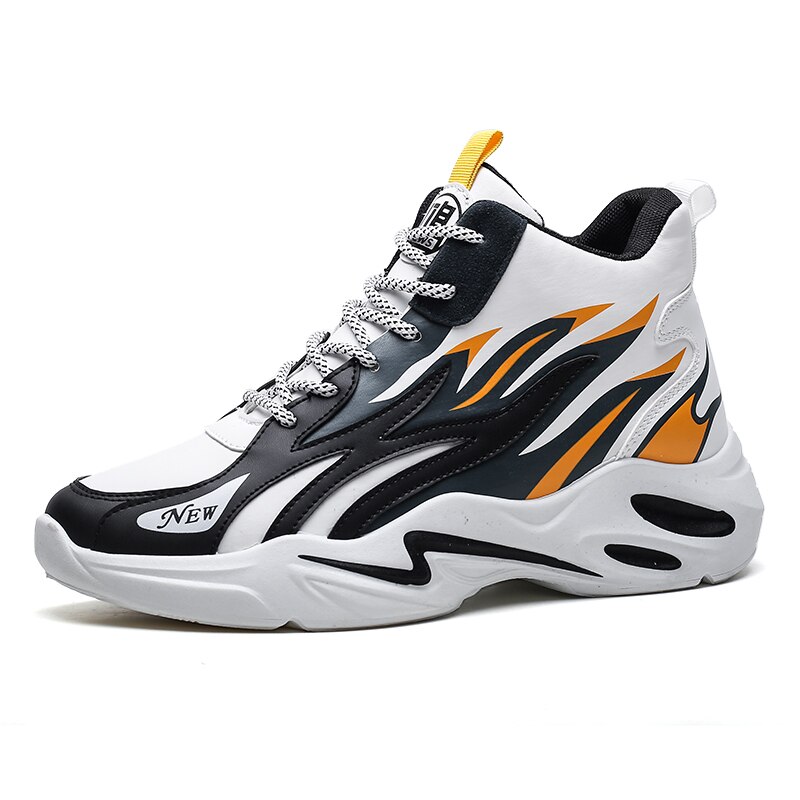 automne hiver basket-ball Chaussures hommes feu baskets plate-forme masculine bottines masculinité Chaussures haut vulcanisé Chaussures: Orange / 39