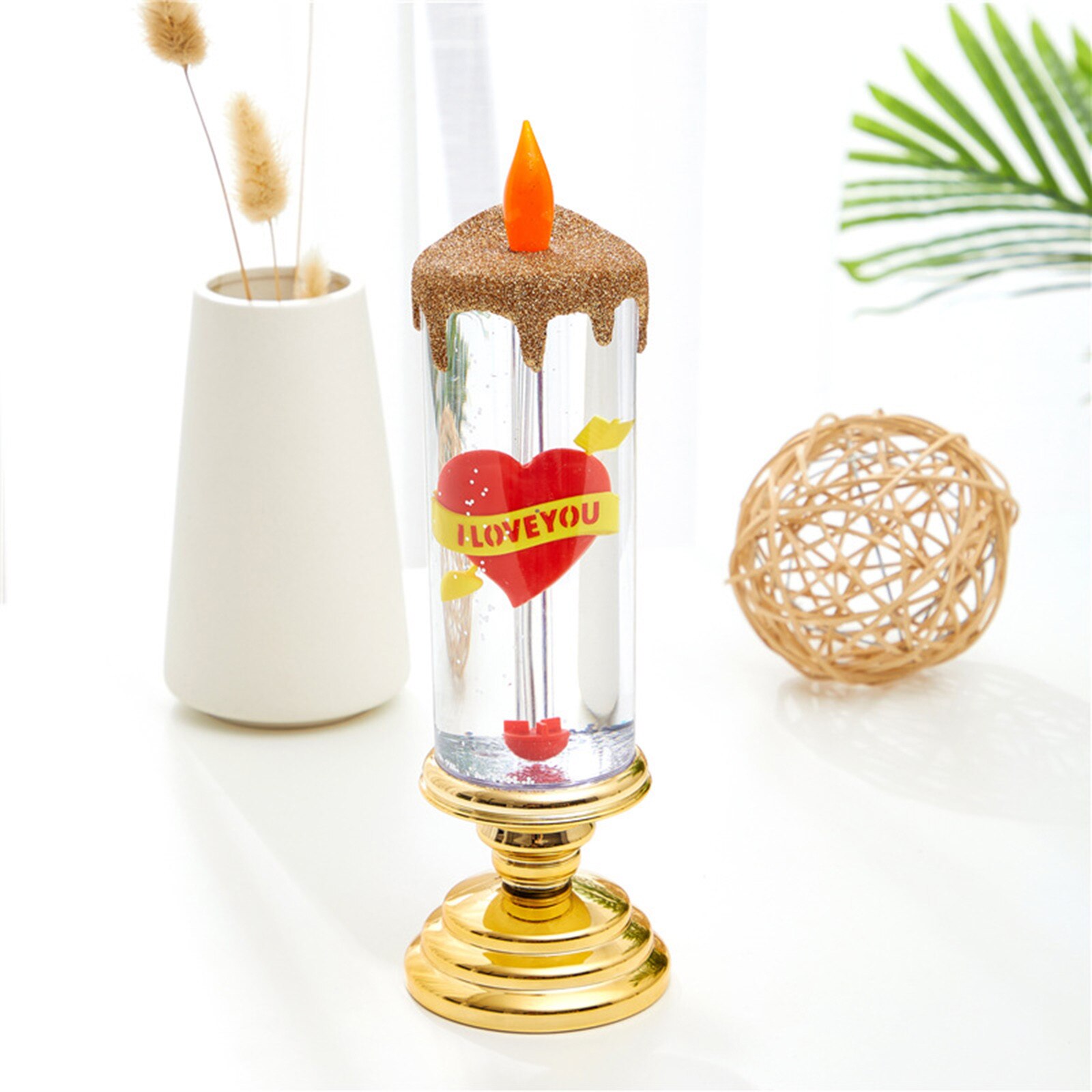 300ml Led Candles Rotating Color Changing Glitter Led Candles Flameles Romantic Crystal Candle Light Home Party Decoration#T2: M