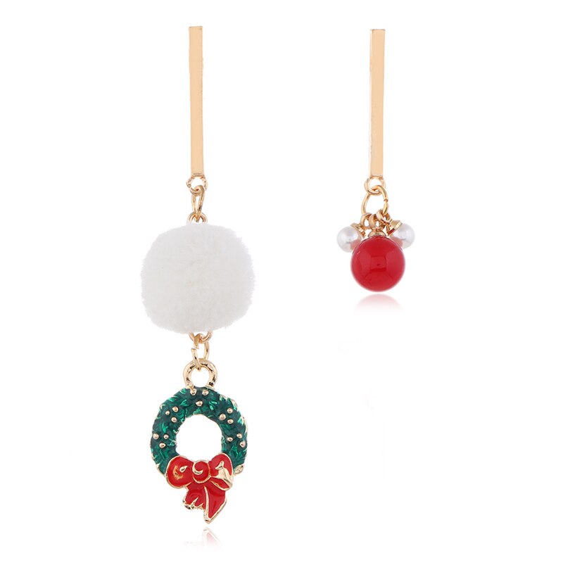 Asymétrique père noël longues boucles d'oreilles pour les femmes or jaune couleur boule ronde boucles d'oreilles bijoux de noël: 6