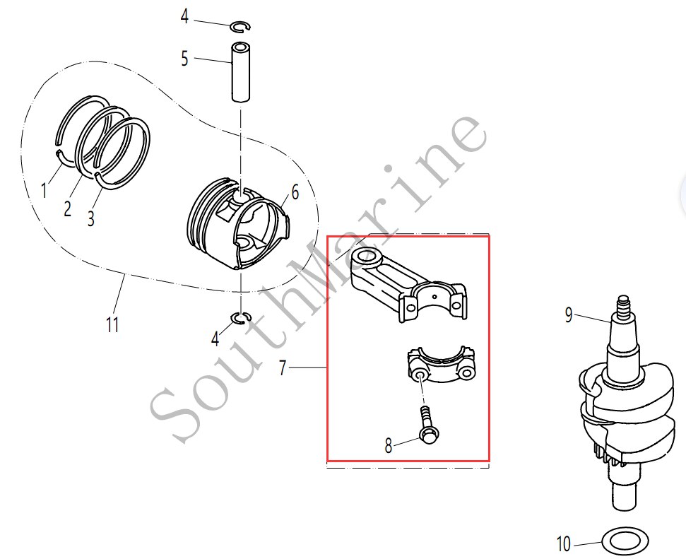 67d-11650-00 vevstång för yamaha  f4 f5 utombordsmotor 4- -takts båtmotor