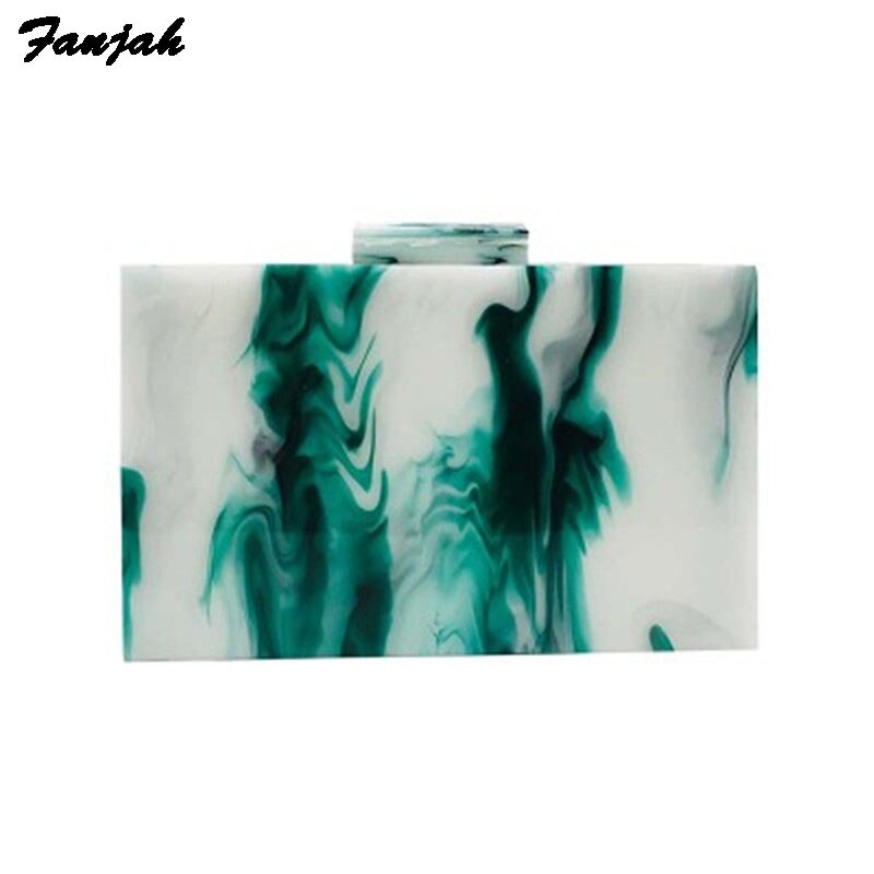 Crossbody väskor för kvinnor liten handväska kedja axel budväska mini plånböcker marmor grön orange blå akryl handväska