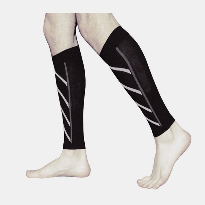 Calze sportivo calze A Compressione di notte da corsa in nylon ghette fluorescenti calzini di Pallacanestro Delle Donne Degli Uomini di Ciclismo Compressione gamba Slee: nero