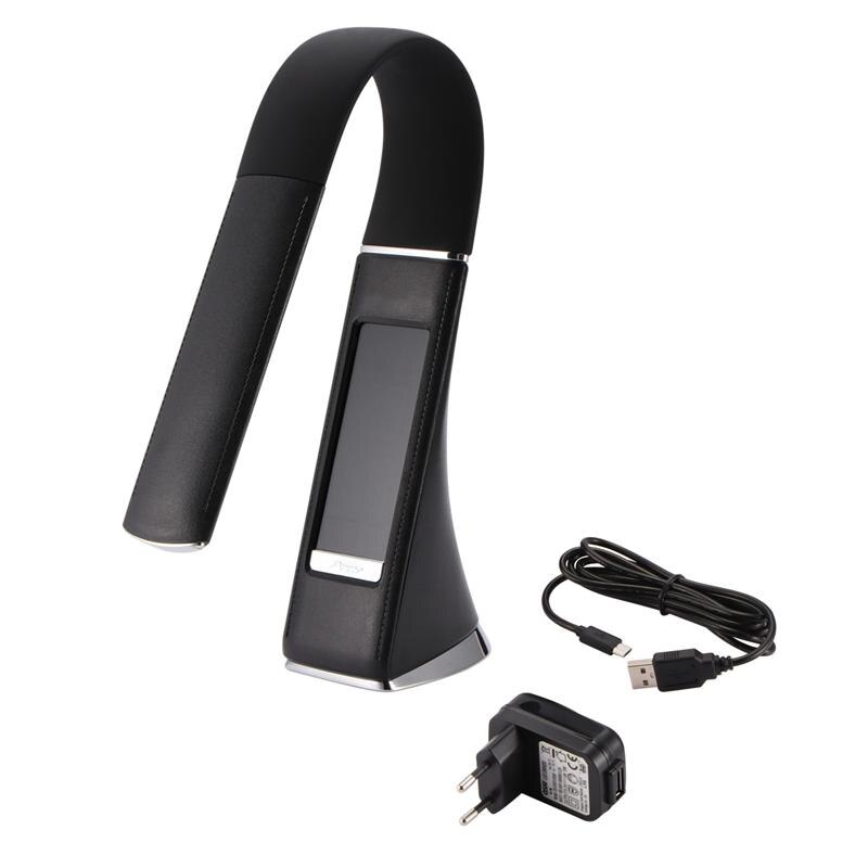 5W LED licht dimmen touch haut textur lesen licht mit wecker schwarz kreative business tisch led lampe tisch lampe: EU PLUG Black