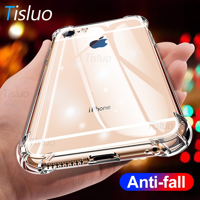 Shockproof Silicone Phone Cases For iPhone 7 8 11 Pro Transparent Soft Tpu Cases For iPhone X XR 6 6S Full Cover Crystal Clear: For iPhone 8 Plus