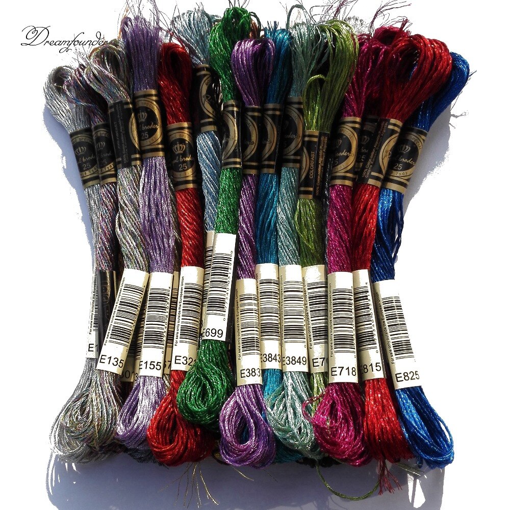 Hilos metálicos para bordar, efectos de joyas, E815 E3849, punto de cruz, mismo color que DMC, bordado a mano, costura artesanal, 1 Uds.