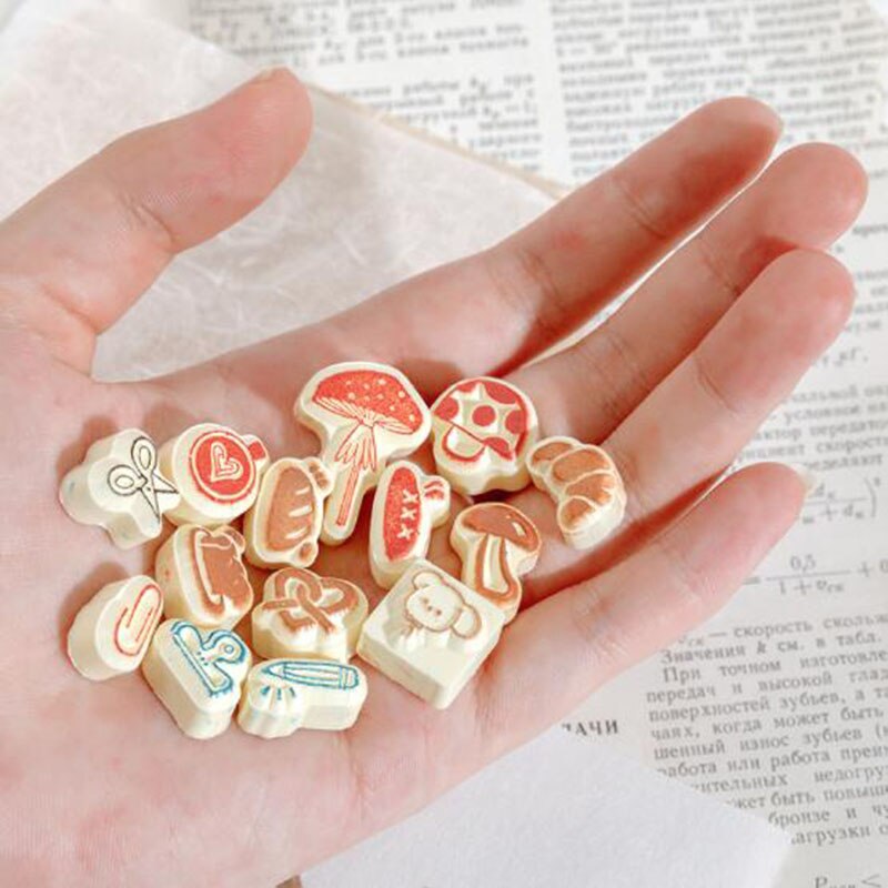 Cute Hand Book Seal Cute Fun Salt Mini Cartoon Hand Made Assorted Stamp Office School Supplies Rubber Seals