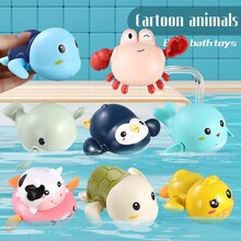 1pc Baby Bath Toys Cute Cartoon Animals Swimming Small Crab Clockwork Bathroom Toys For Children