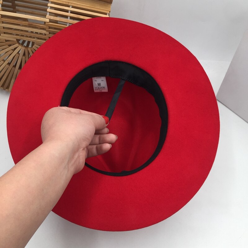 Kapelusz dla mężczyzn i kobiet nowy czerwony kapelusz Pan wełniany kapelusz dzwon modne kapelusze