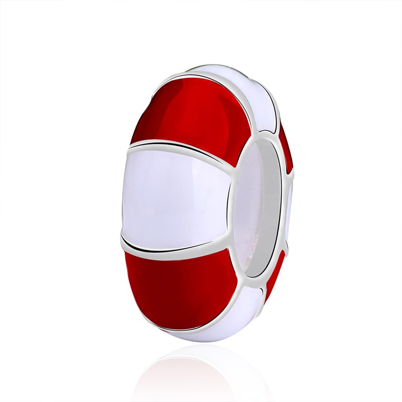 Authentic 925 Sterling Silver Smooth Round Spacer Stopper Beads Fit Original Bracelets For Jewelry making: Red