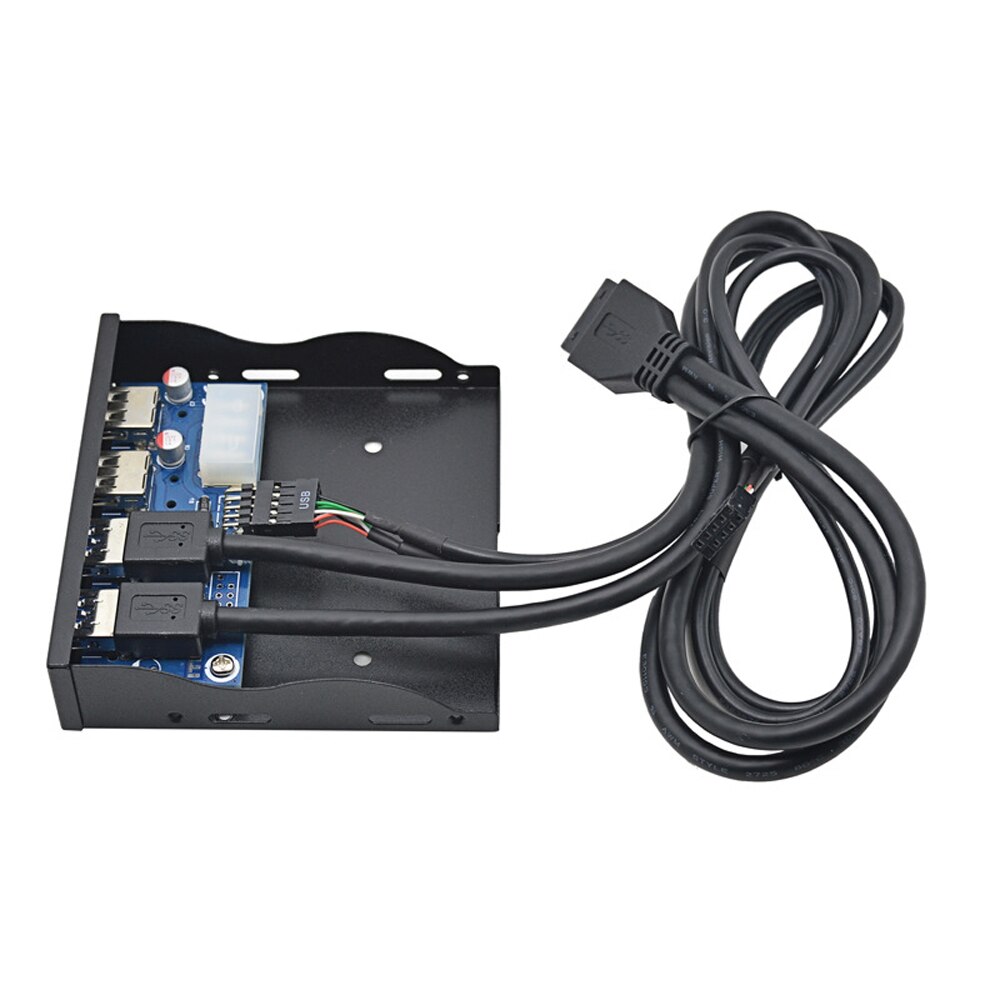 H1111Z-HUB USB 2,0 3,0, de 4 puertos Panel frontal, divisor de concentrador, adaptador de soporte combinado interno para escritorio, Bahía flexible de 3,5 pulgadas