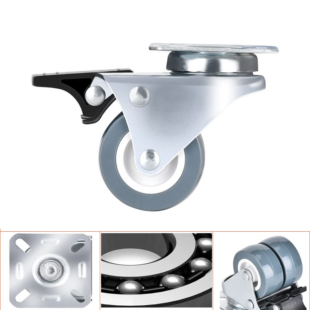 4 stk 50mm heavy duty 50kg svingbare hjul ganske rull for vognhage roterbare doble hjul møbler maskinvare
