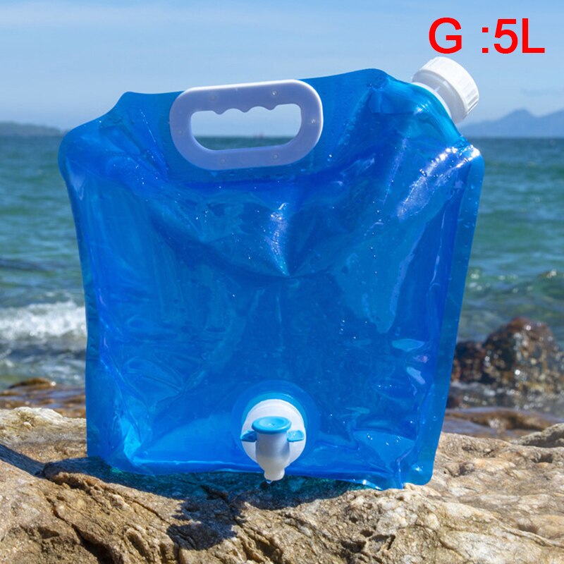 Bolsa de agua plegable portátil para coche, depósito para el agua, Picnic, 0,7/5/10L: G-5L with Tap