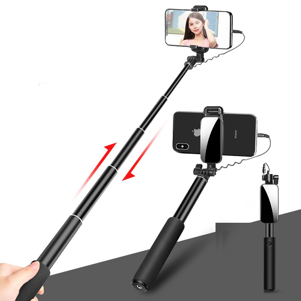 Handheld Tripod Wired Mini Selfie Stick Monopod for iPhone 6s 5 Samsung Huawei Xiaomi Bluetooth Remote Palo Tripod