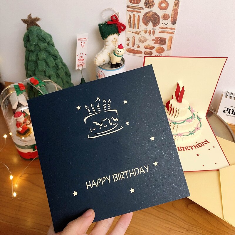 Three-dimensional Birthday Card 3D Pop-up Greeting Cards Happy Birthday Postcard Party Wedding Decorations Girl