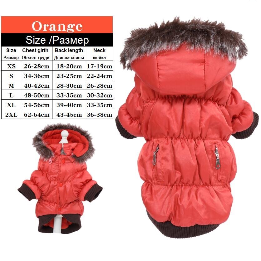 Winter Honden Kleding Warme Fleece Ski Parka Hond Jassen Jas Kleding Voor Honden Puppy Teddy Chihuahua Xs Sml xl 2XL: Orange / L