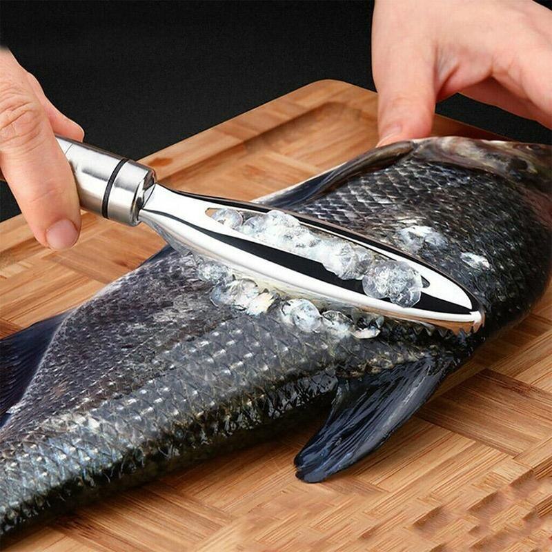 Rostfritt stål kökshandbok fiskfjäll skrapning renare kniv verktyg skaldjur pryl rengöring fisk pryl pincett fisk p  j0 y 1