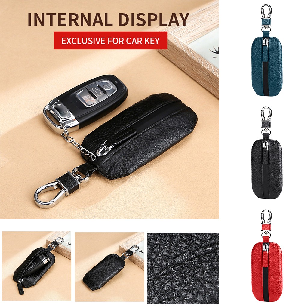 mur porte-clés pour clés boucle cuir litchi fermeture éclair imperméable à l'eau voiture universel clé ensemble Durable confortable clé portefeuilles