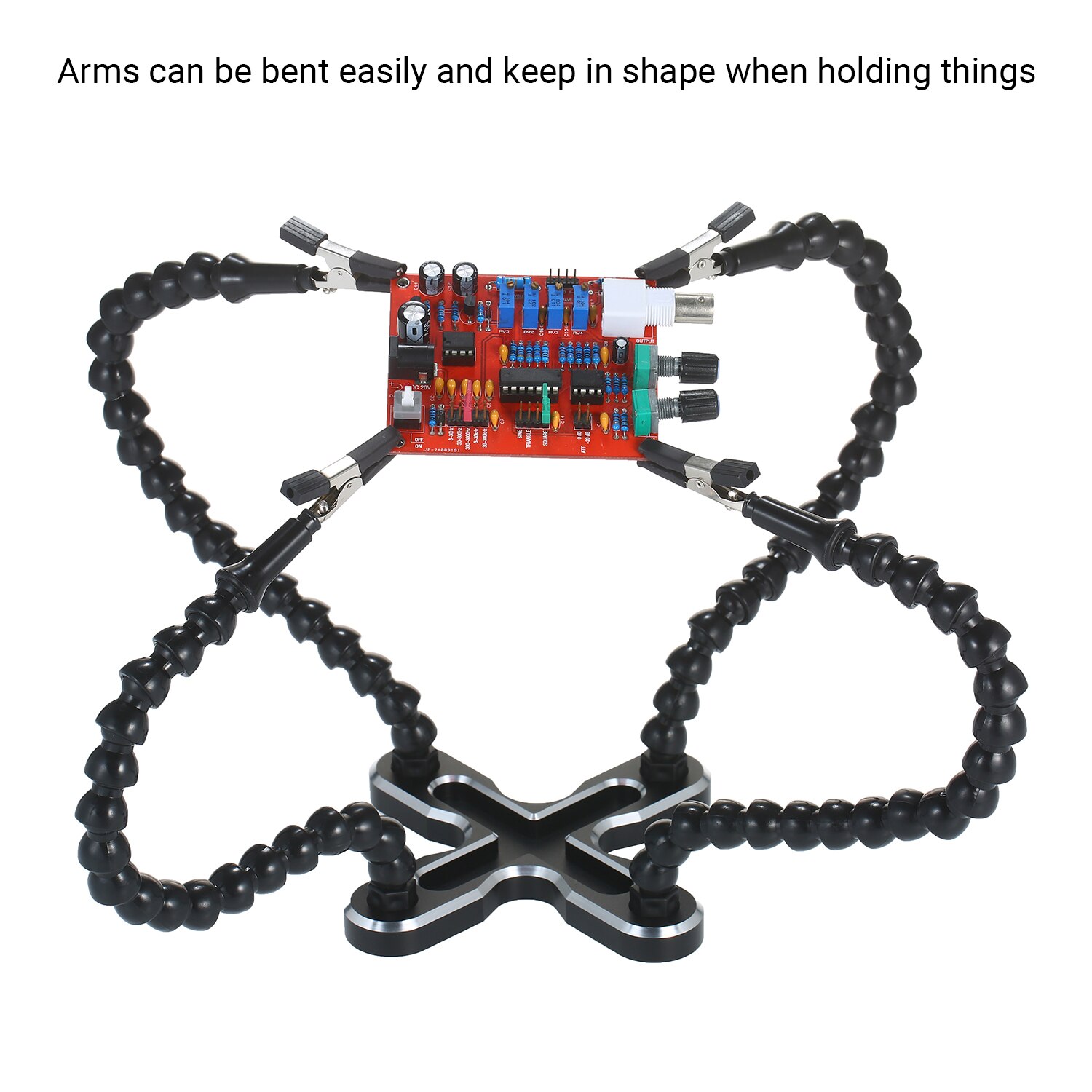 Lodning station svejsning reparation tredje hånd multifunktionelt svejse værktøj pcb holder fleksibel 4 arm legeret stativ