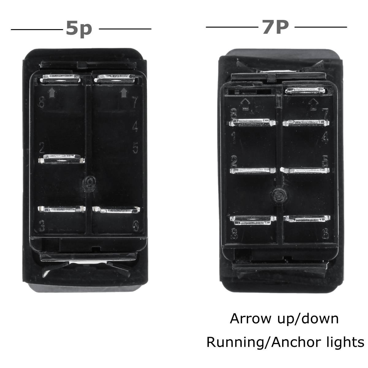 1pcs 12V/24V 5pin/7pin Car RV Bus Boat Caravan Rocker Switches Waterproof Rocker Switch Dual Red LED Light Bar SPST ON-OFF