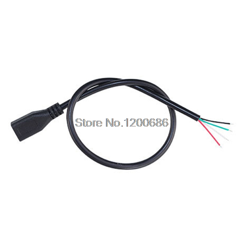 Micro USB Cable Pigtail 0.3M Micro 5pin USB Female Jack 4 wires Power Pigtail Cable Cord DIY: 4PIN female