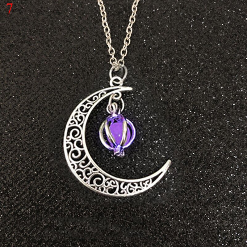 Neue Schmuck Mond Anhänger Halsketten Halloween Charme Kette Anhänger Halskette Nachtleuchtende Für Frauen Weibliche Legierung: 7