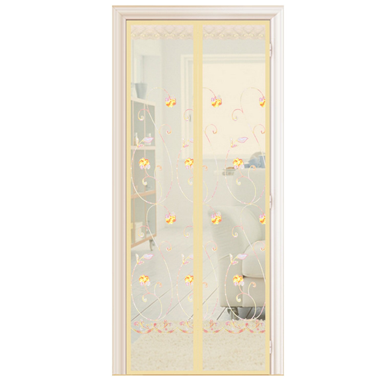 Cortina magnética de hilo suave para puerta, malla antiinsectos para habitaciones, cocina, 32x79 pulgadas, para verano: A